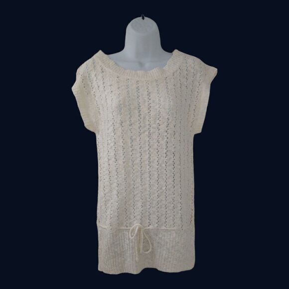 Charolette Russe Cream Knit‎ Sweater Top with Drawstring Hem Size Large  NWOT - Picture 2 of 7
